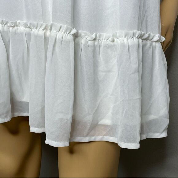 Hollister Off Shoulder Ruffled Flowy Boho Mini Dress White Size Medium - Picture 3 of 14